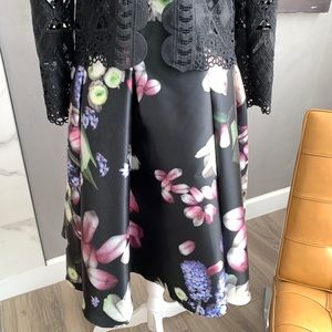 Ted Baker Angi Kensington Floral full skirt- black